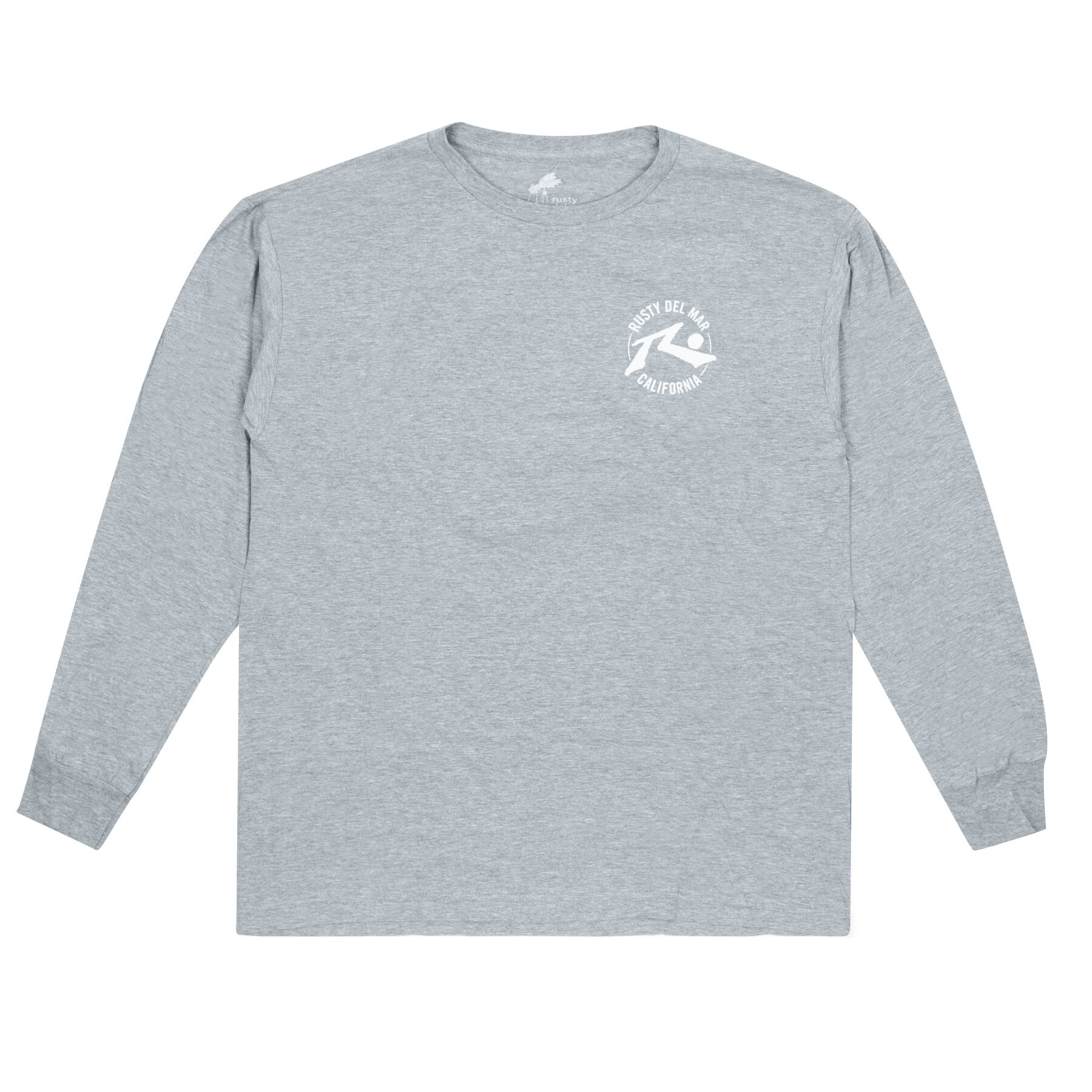 Rusty Del Mar Surf Map Long Sleeve T-Shirt in Heather Grey